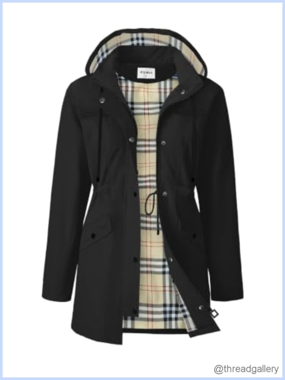 Waterproof Long Hooded Trench Raincoat Lined Windbreaker